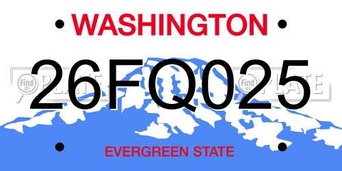 26FQ025 Washington License Plate