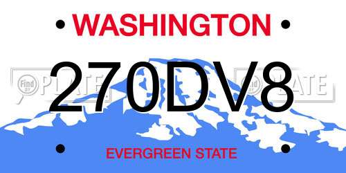 270DV8 Washington License Plate