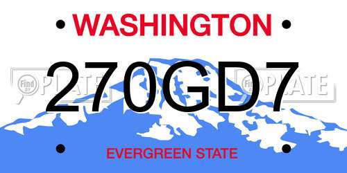 270GD7 Washington License Plate