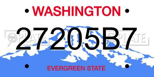 27205B7 Washington License Plate