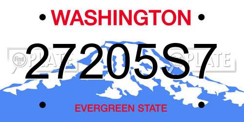 27205S7 Washington License Plate