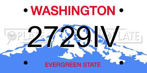 2729IV Washington License Plate