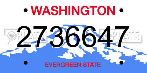 2736647 Washington License Plate