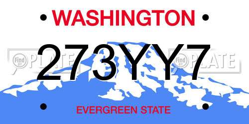 273YY7 Washington License Plate