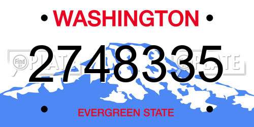 2748335 Washington License Plate