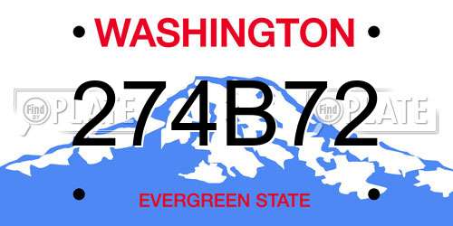 274B72 Washington License Plate