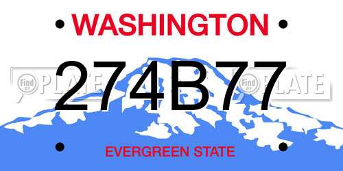 274B77 Washington License Plate