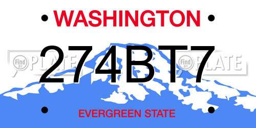 274BT7 Washington License Plate