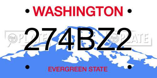 274BZ2 Washington License Plate