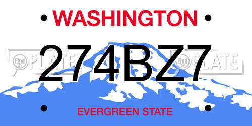 274BZ7 Washington License Plate