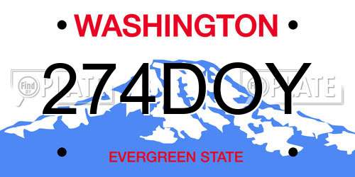 274DOY Washington License Plate