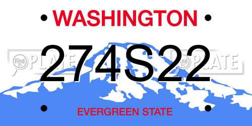 274S22 Washington License Plate