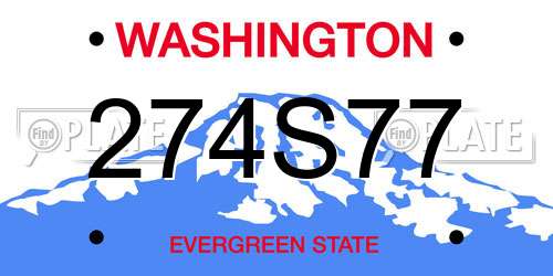 274S77 Washington License Plate