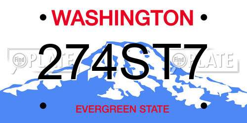 274ST7 Washington License Plate