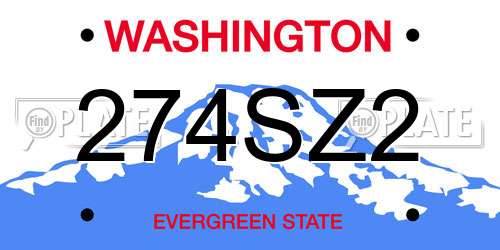 274SZ2 Washington License Plate