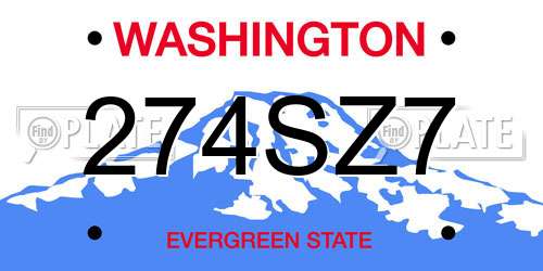 274SZ7 Washington License Plate