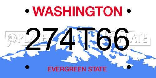 274T66 Washington License Plate