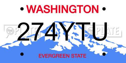 274YTU Washington License Plate
