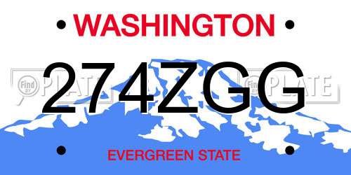 274ZGG Washington License Plate