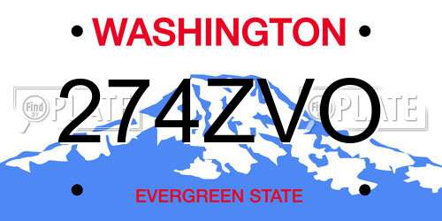 274ZVO Washington License Plate