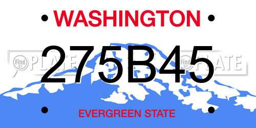 275B45 Washington License Plate