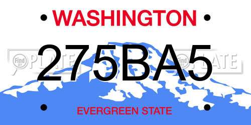 275BA5 Washington License Plate