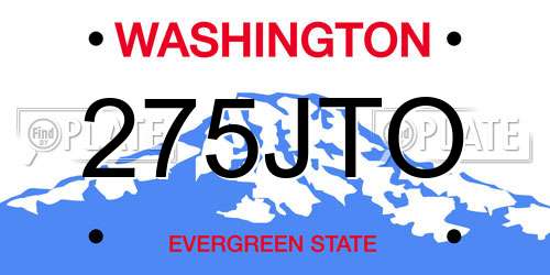 275JTO Washington License Plate