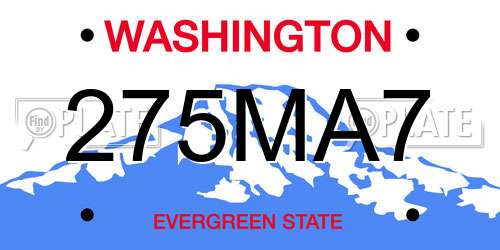 275MA7 Washington License Plate