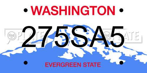 275SA5 Washington License Plate
