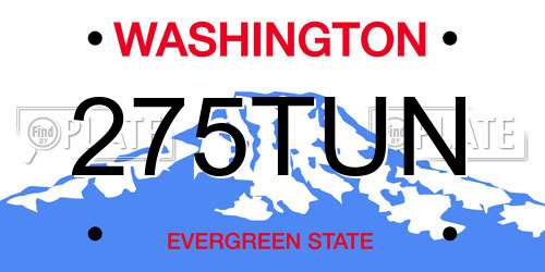 275TUN Washington License Plate