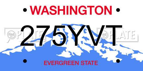 275YVT Washington License Plate