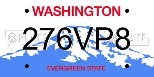 276VP8 Washington License Plate