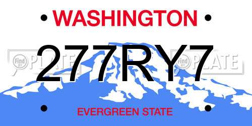 277RY7 Washington License Plate