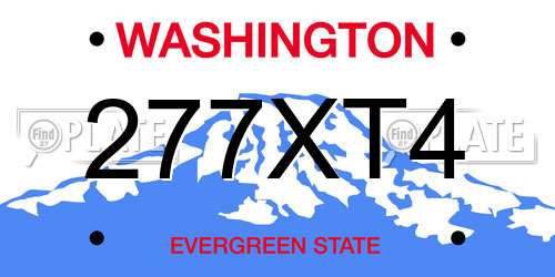 277XT4 Washington License Plate