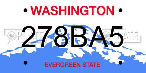 278BA5 Washington License Plate