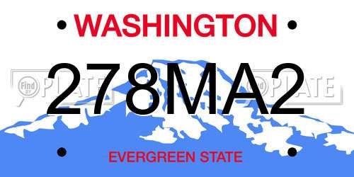 278MA2 Washington License Plate