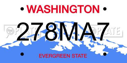278MA7 Washington License Plate