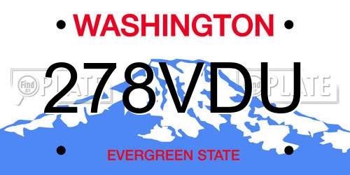 278VDU Washington License Plate