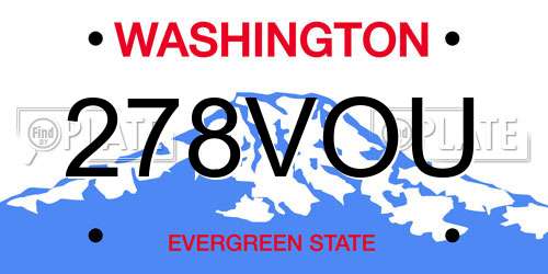278VOU Washington License Plate