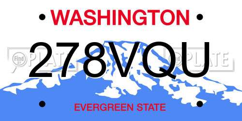 278VQU Washington License Plate