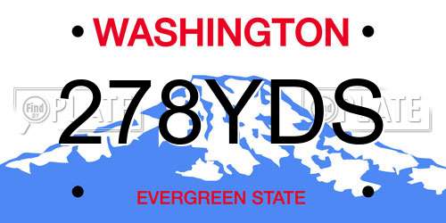 278YDS Washington License Plate