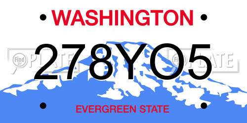 278YO5 Washington License Plate