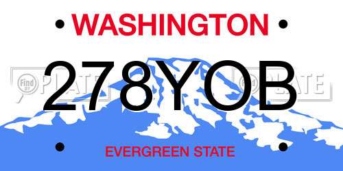 278YOB Washington License Plate