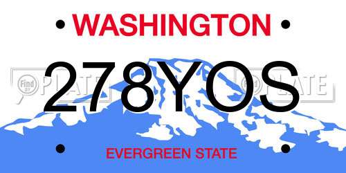 278YOS Washington License Plate