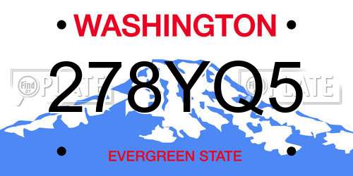278YQ5 Washington License Plate