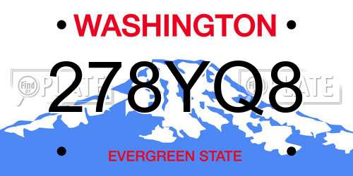 278YQ8 Washington License Plate
