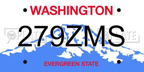 279ZMS Washington License Plate