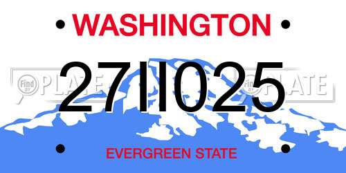 27II025 Washington License Plate