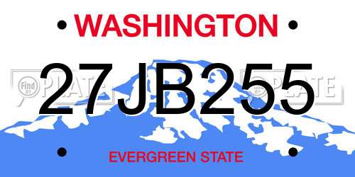 27JB255 Washington License Plate