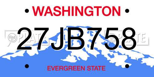 27JB758 Washington License Plate